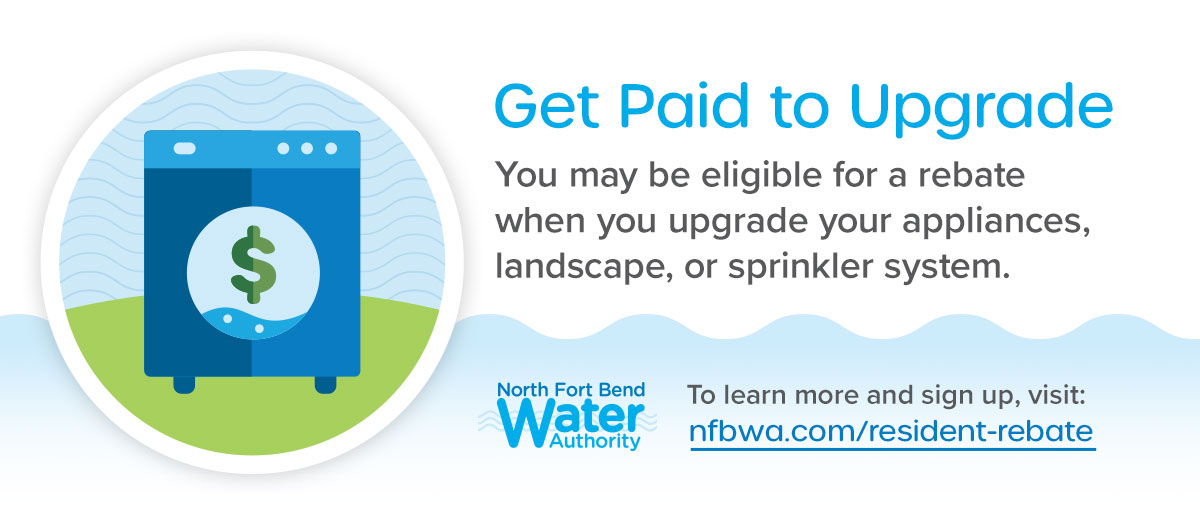 You have the opportunity to receive a credit towards your water bill when you purchase and install high efficiency appliances or water saving items for your landscape! Items range from nozzles on sprinkler heads to the clothes washer in the laundry room. Visit www.nfbwa.com/resident-rebate for more information.